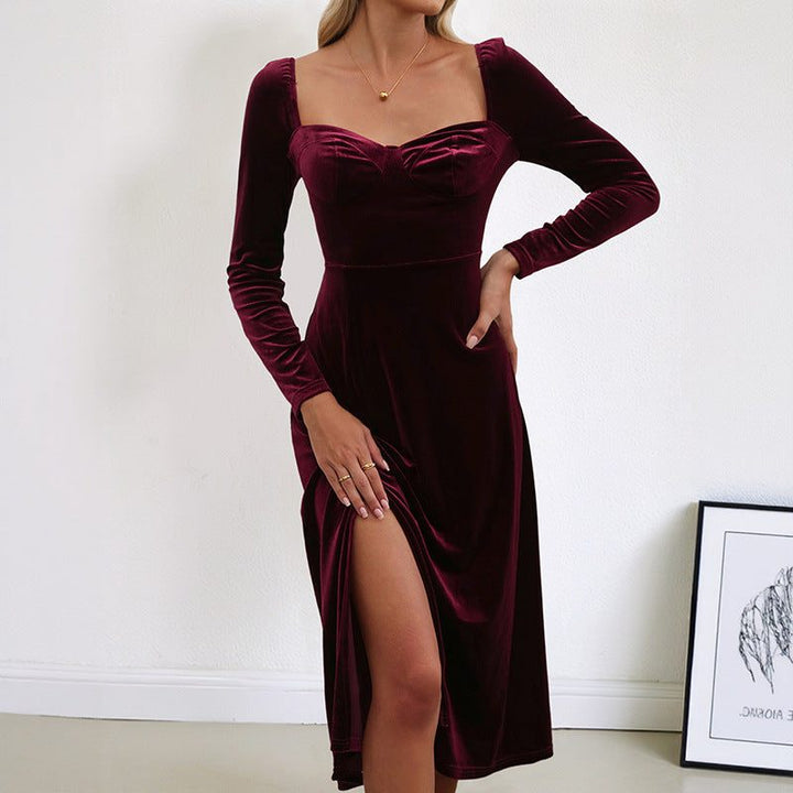 Robe Midi à Encolure Cœur Femme
