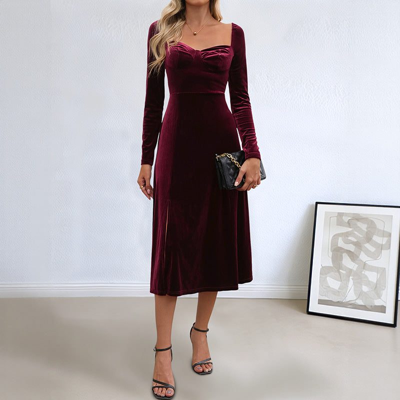 Robe Midi à Encolure Cœur Femme
