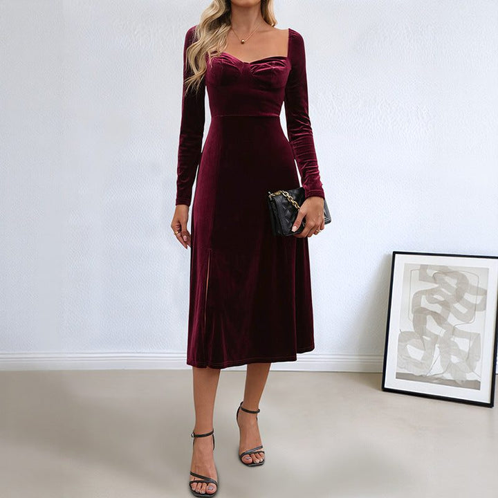Robe Midi à Encolure Cœur Femme
