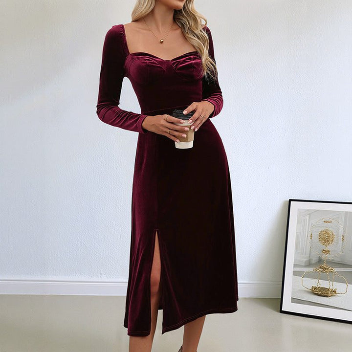 Robe Midi à Encolure Cœur Femme
