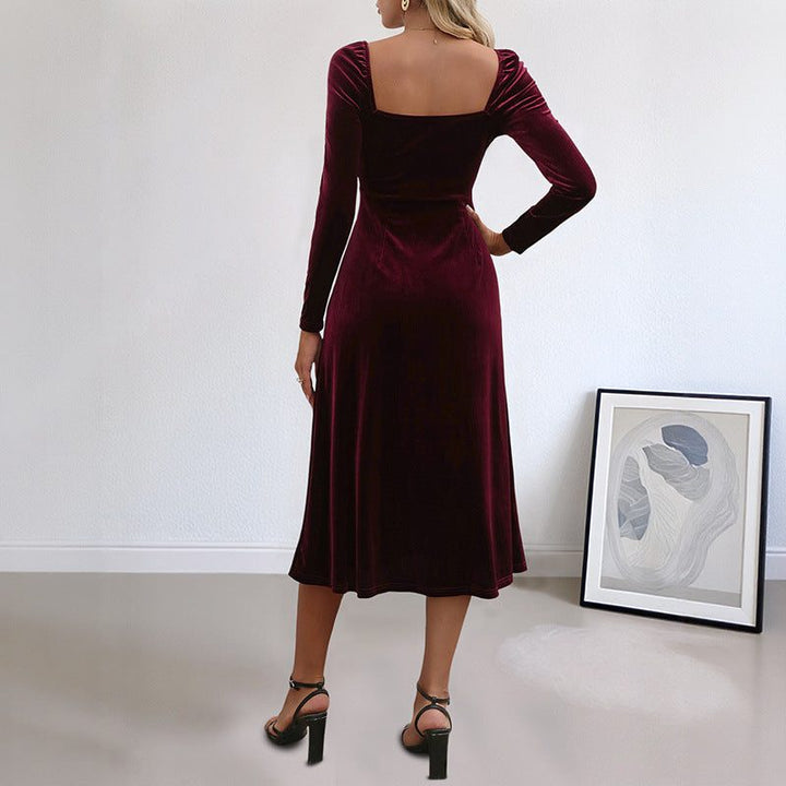 Robe Midi à Encolure Cœur Femme