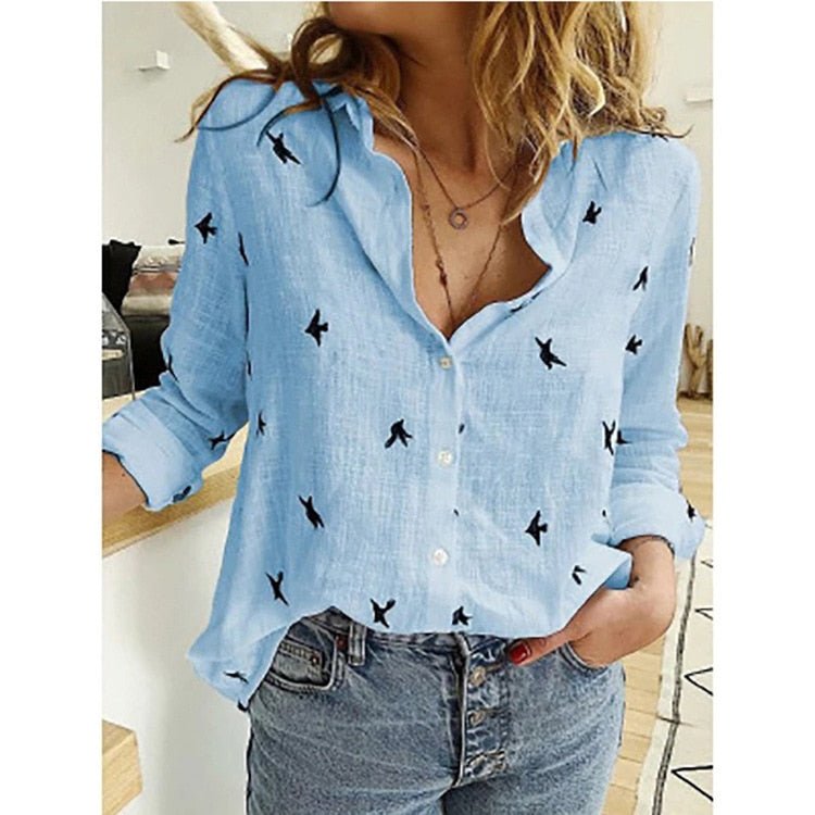 Chemise Imprimée Oiseaux Femme