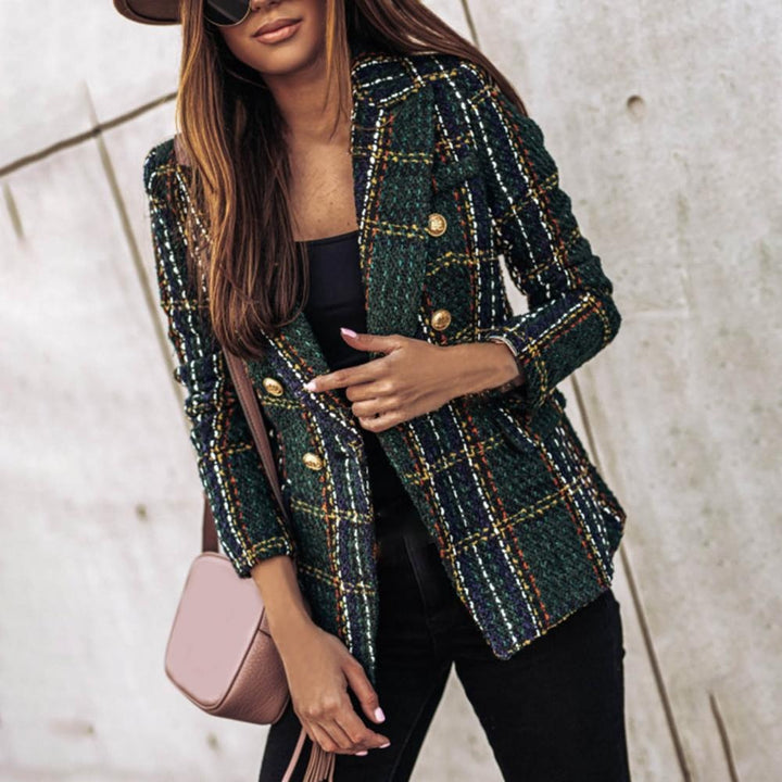 Veste de Costume à Carreaux Femme