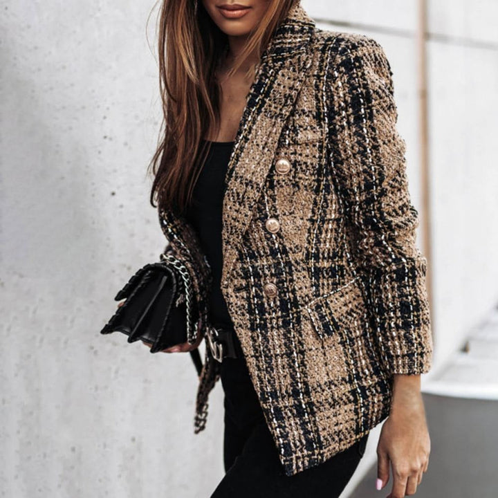 Veste de Costume à Carreaux Femme