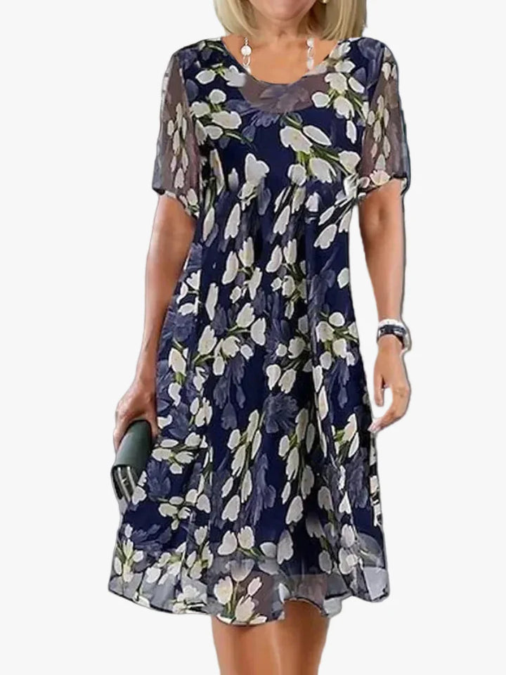 Robe Fleurie Fluide à Manches Courtes Femme