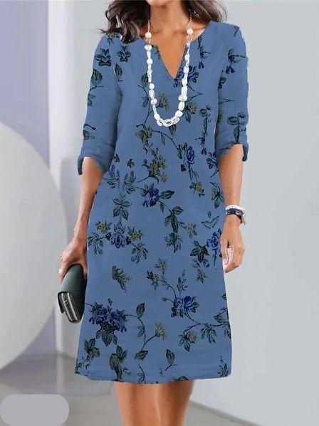 Robe Fleurie Fluide à Manches Courtes Femme