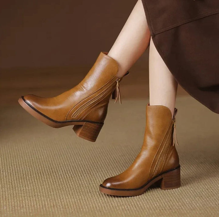 Bottines à Talon Bloc et Zip Femme