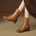 Bottines à Talon Bloc et Zip Femme