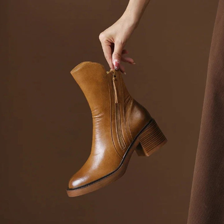 Bottines à Talon Bloc et Zip Femme