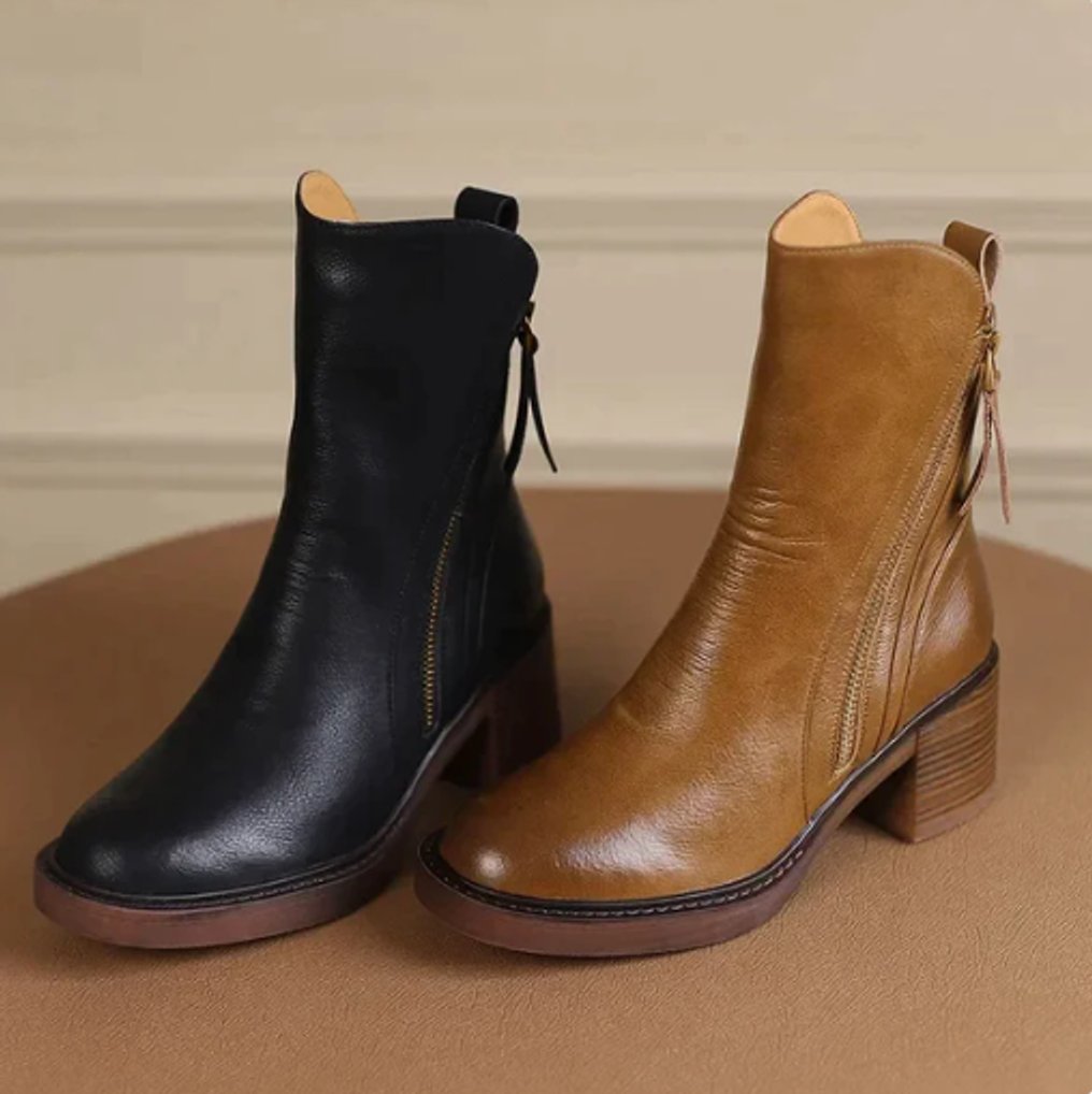 Bottines à Talon Bloc et Zip Femme