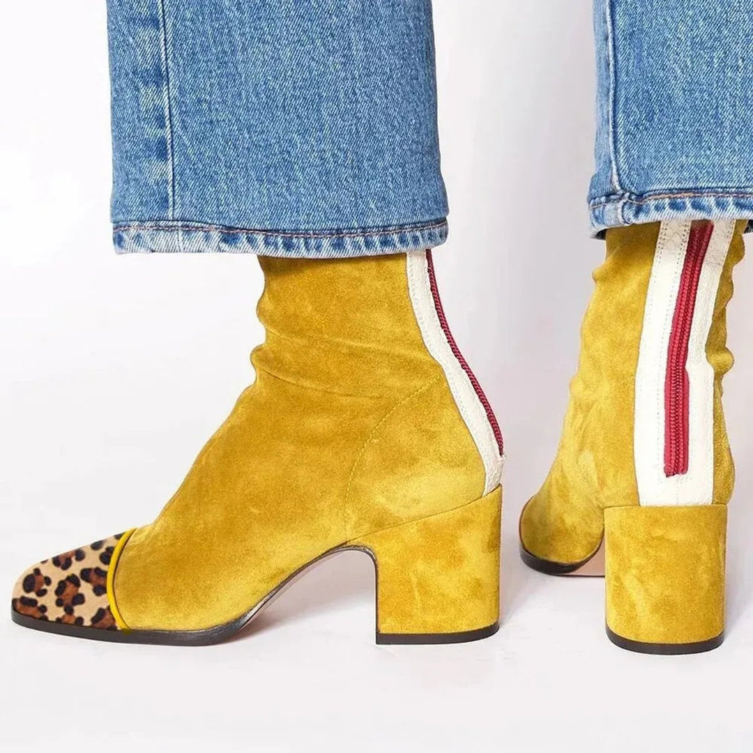 Bottines Bout Carré à Talon Bloc Femme