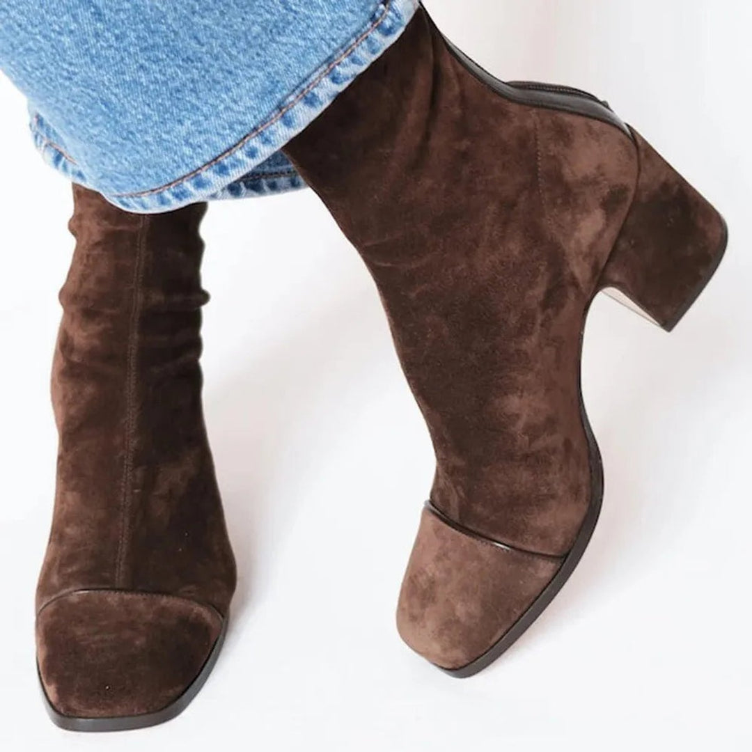 Bottines Bout Carré à Talon Bloc Femme