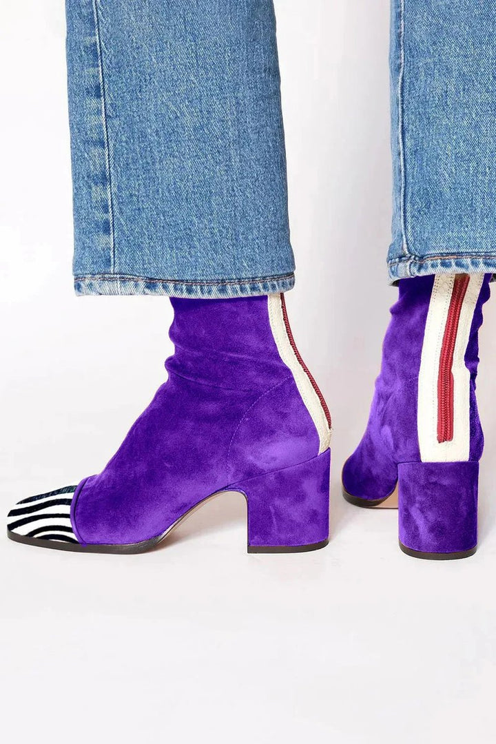 Bottines Bout Carré à Talon Bloc Femme