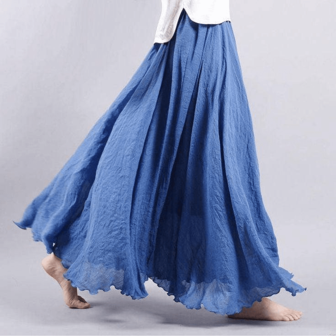 Jupe Maxi Fluide à Taille Froncée Femme