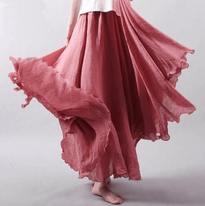 Jupe Maxi Fluide à Taille Froncée Femme