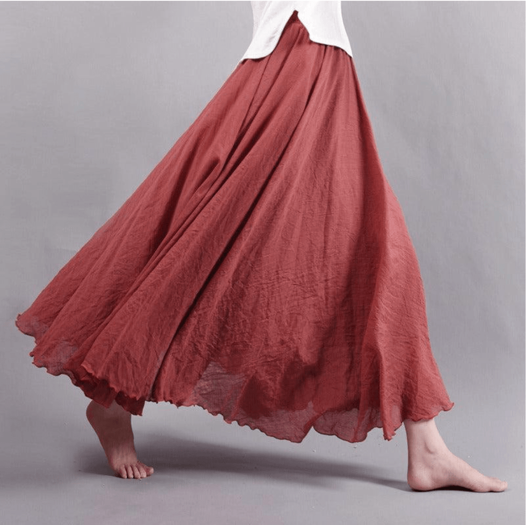 Jupe Maxi Fluide à Taille Froncée Femme