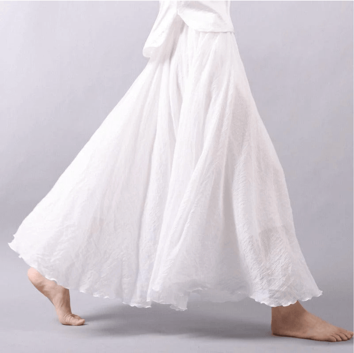 Jupe Maxi Fluide à Taille Froncée Femme