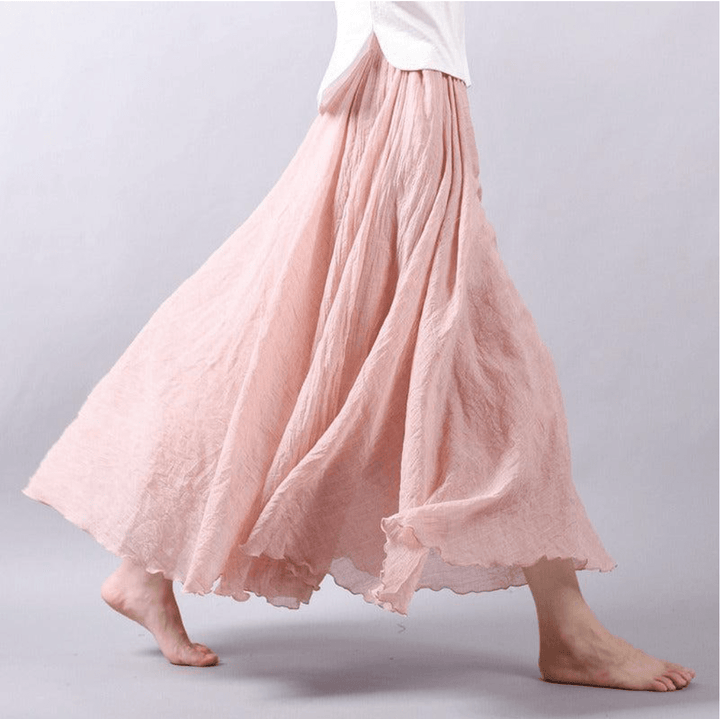Jupe Maxi Fluide à Taille Froncée Femme