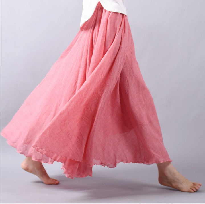 Jupe Maxi Fluide à Taille Froncée Femme