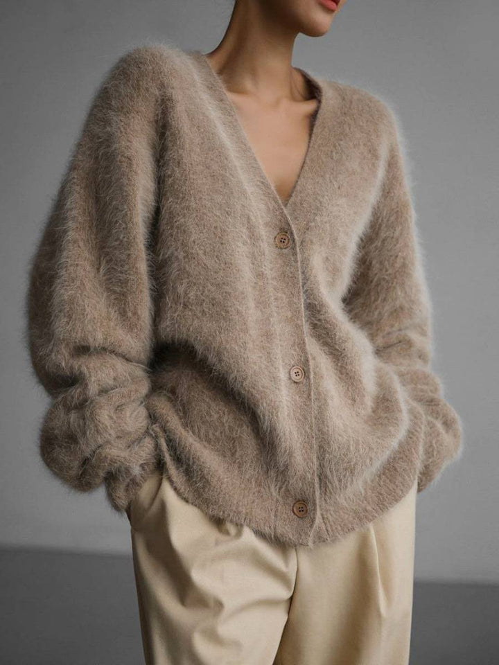 Gilet Col V Boutonné Femme