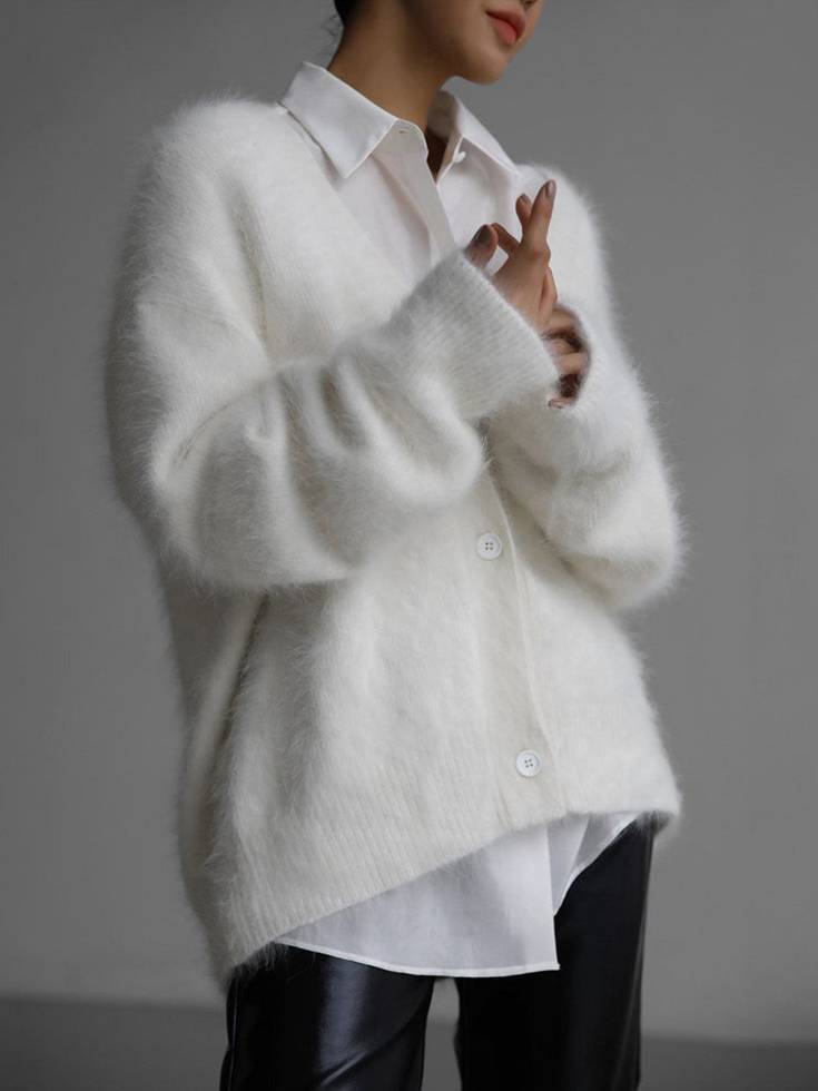 Gilet Col V Boutonné Femme