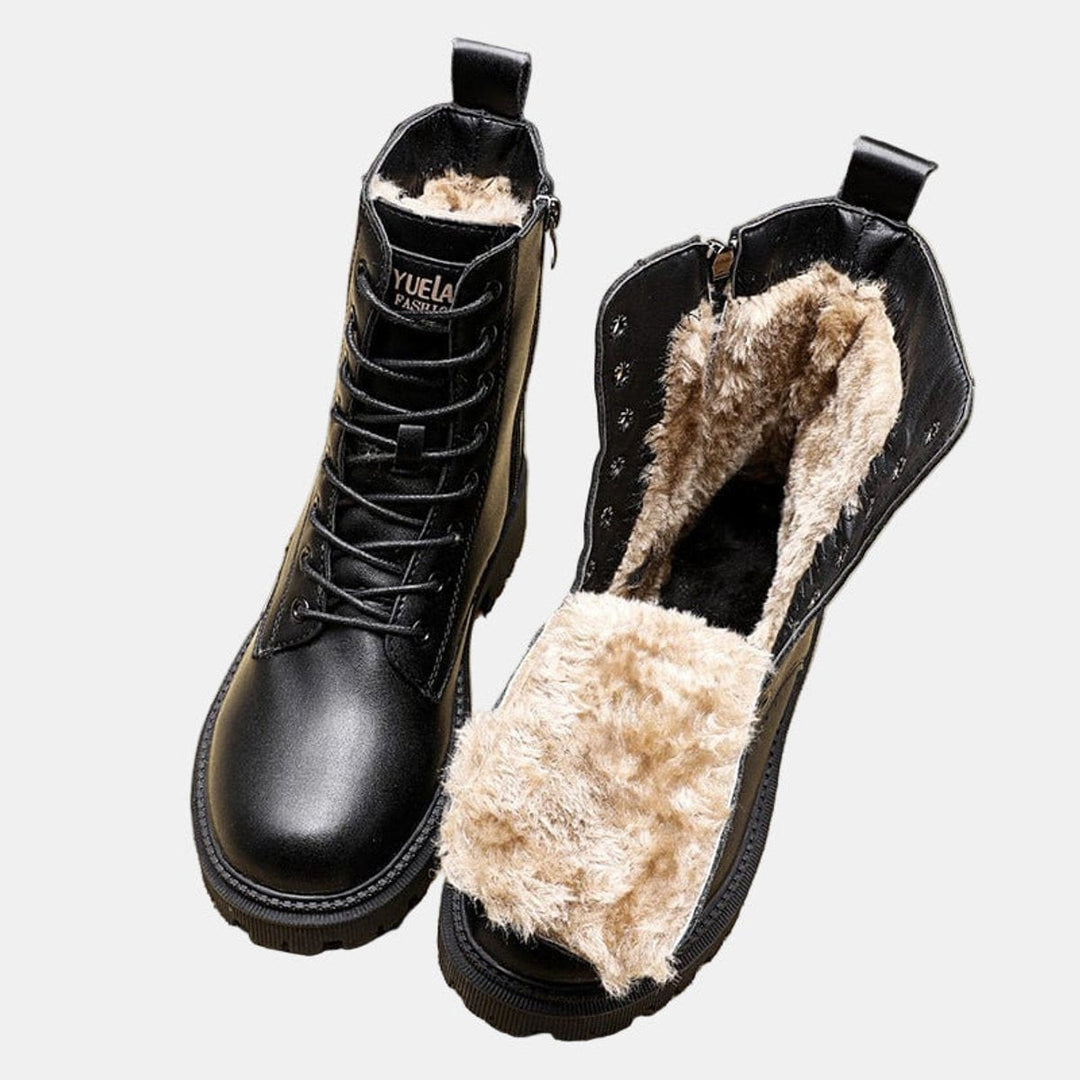 Bottines à Lacets Doublure Pelucheuse et Zip Femme