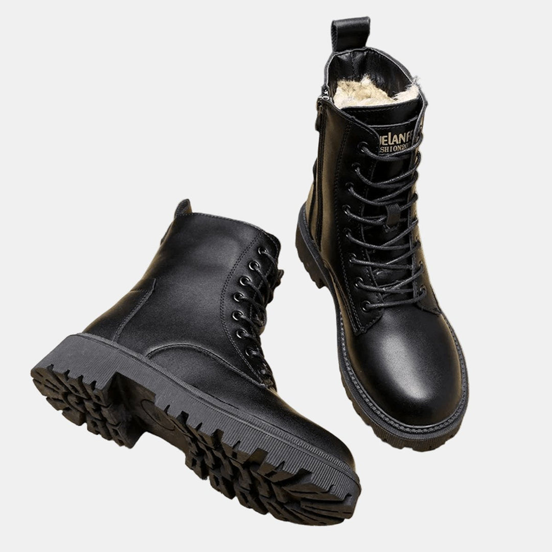 Bottines à Lacets Doublure Pelucheuse et Zip Femme