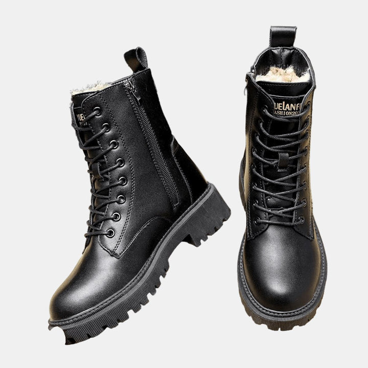 Bottines à Lacets Doublure Pelucheuse et Zip Femme