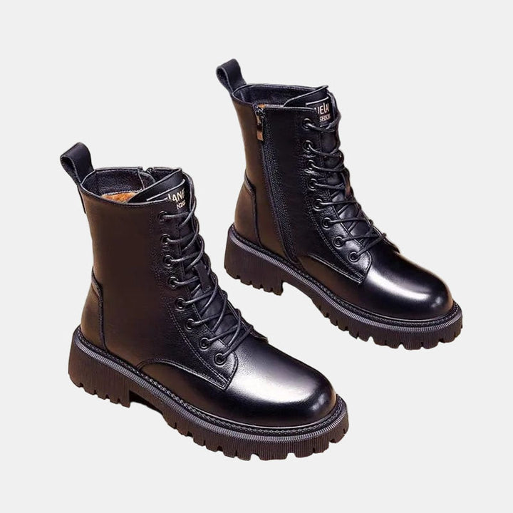 Bottines à Lacets Doublure Pelucheuse et Zip Femme