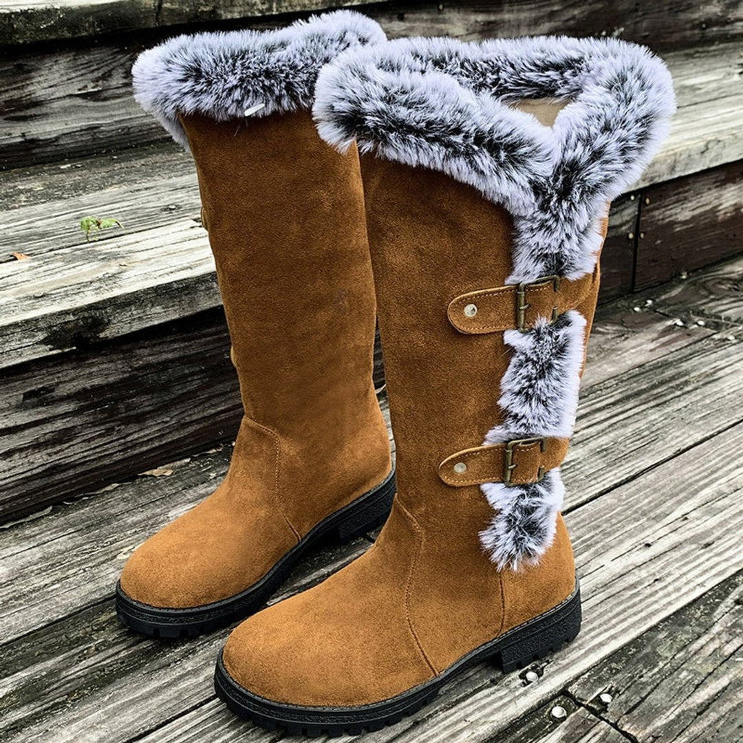 Bottes Hautes à Boucles et Bordures Texturées Femme