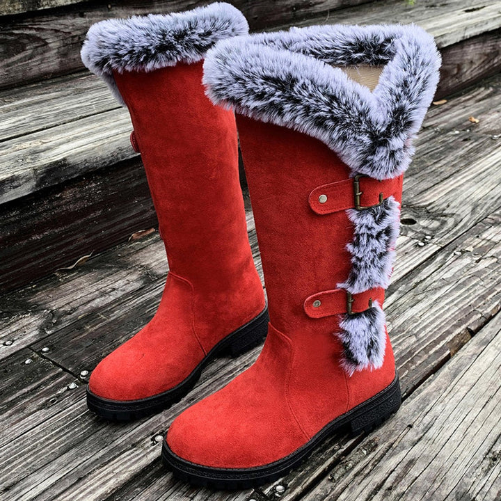 Bottes Hautes à Boucles et Bordures Texturées Femme