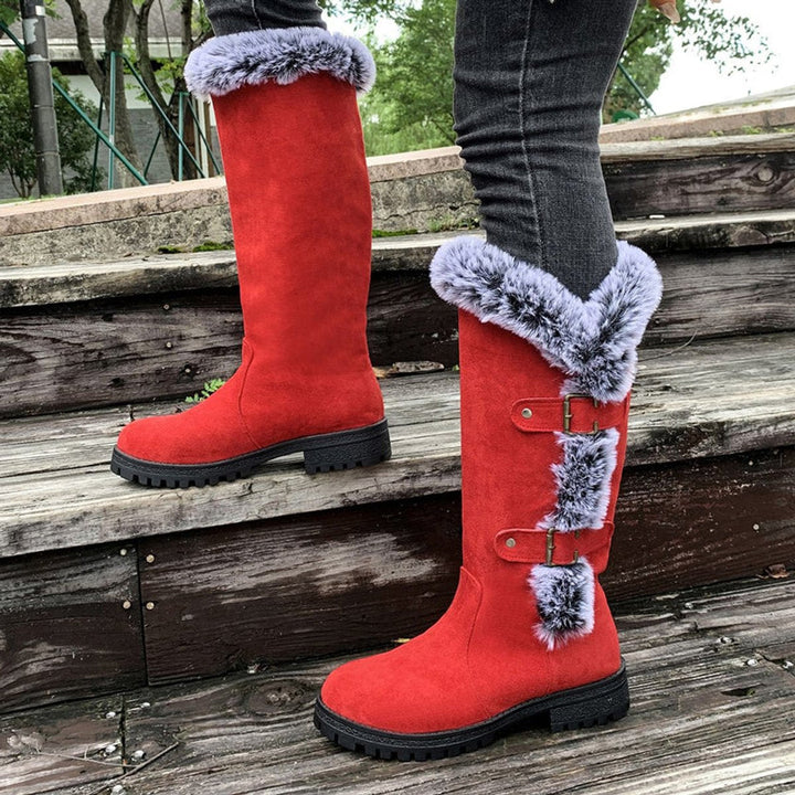 Bottes Hautes à Boucles et Bordures Texturées Femme