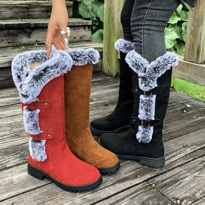 Bottes Hautes à Boucles et Bordures Texturées Femme