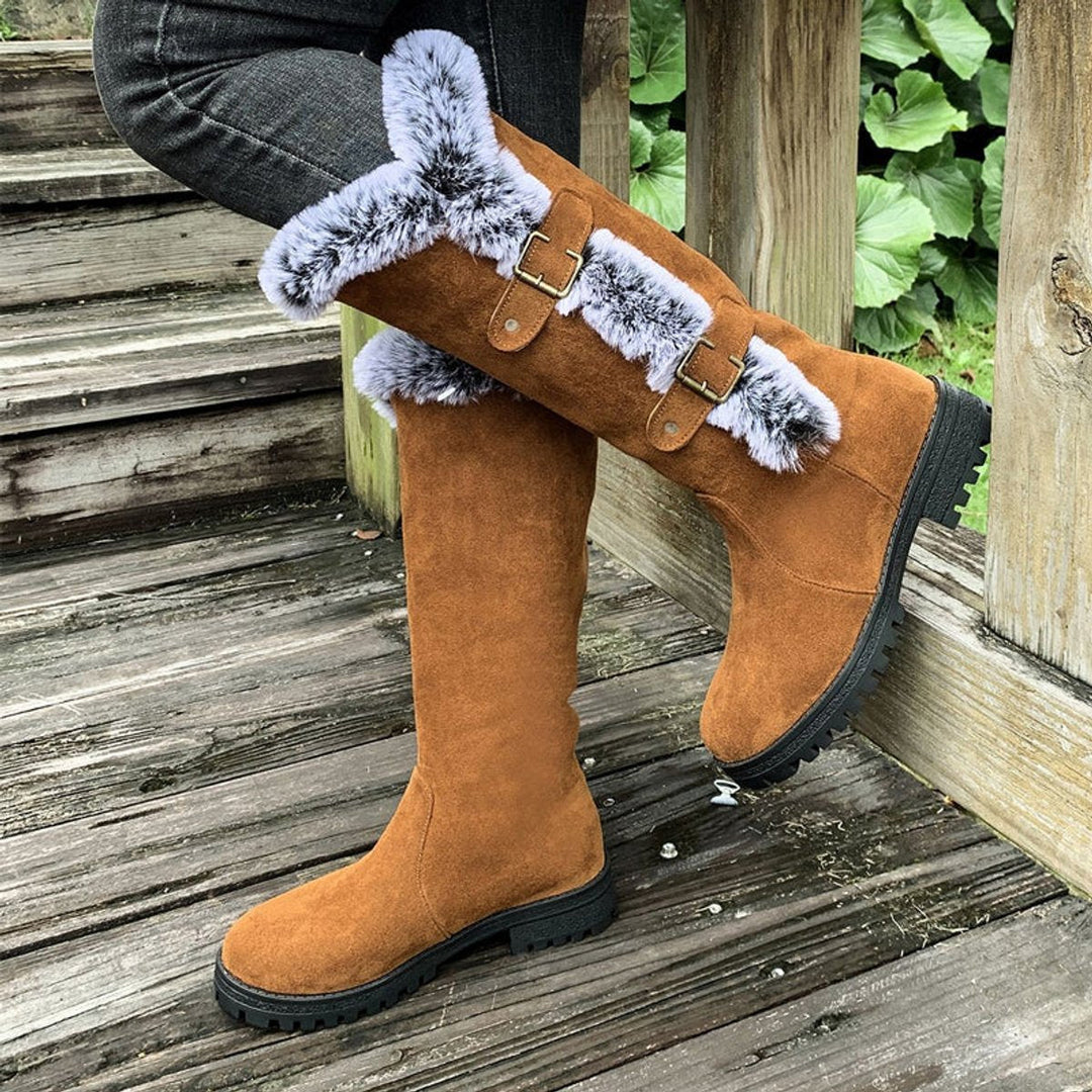 Bottes Hautes à Boucles et Bordures Texturées Femme