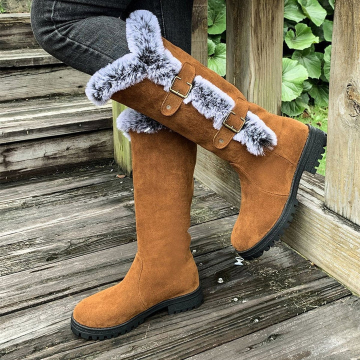Bottes Hautes à Boucles et Bordures Texturées Femme