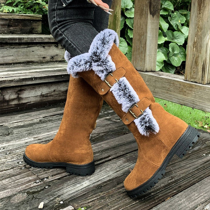 Bottes Hautes à Boucles et Bordures Texturées Femme
