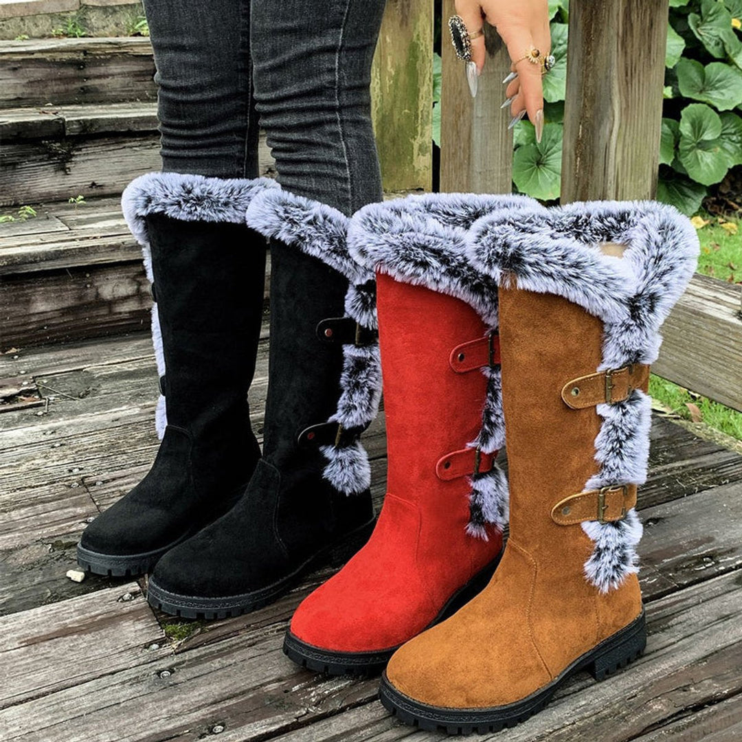 Bottes Hautes à Boucles et Bordures Texturées Femme