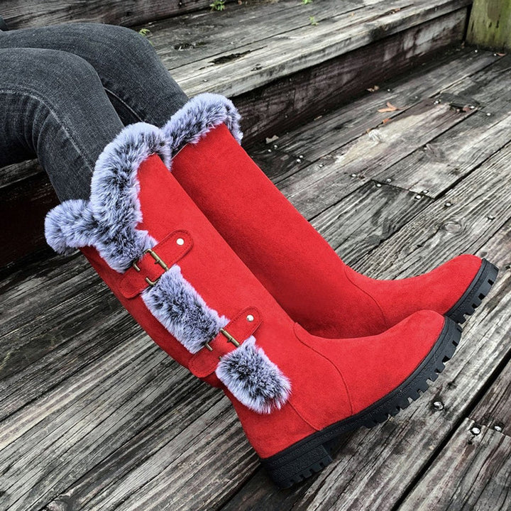 Bottes Hautes à Boucles et Bordures Texturées Femme