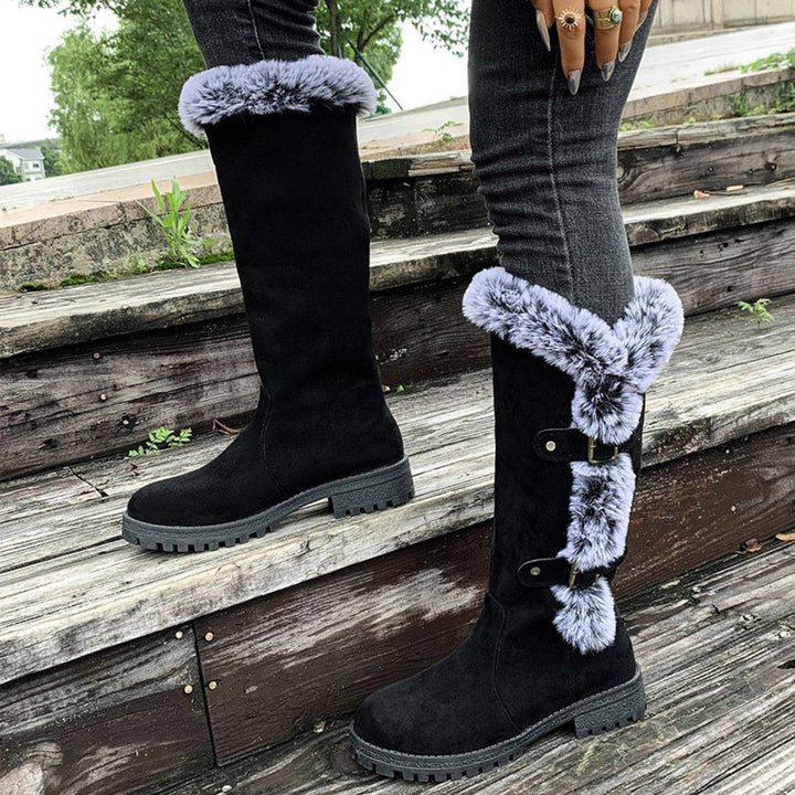 Bottes Hautes à Boucles et Bordures Texturées Femme