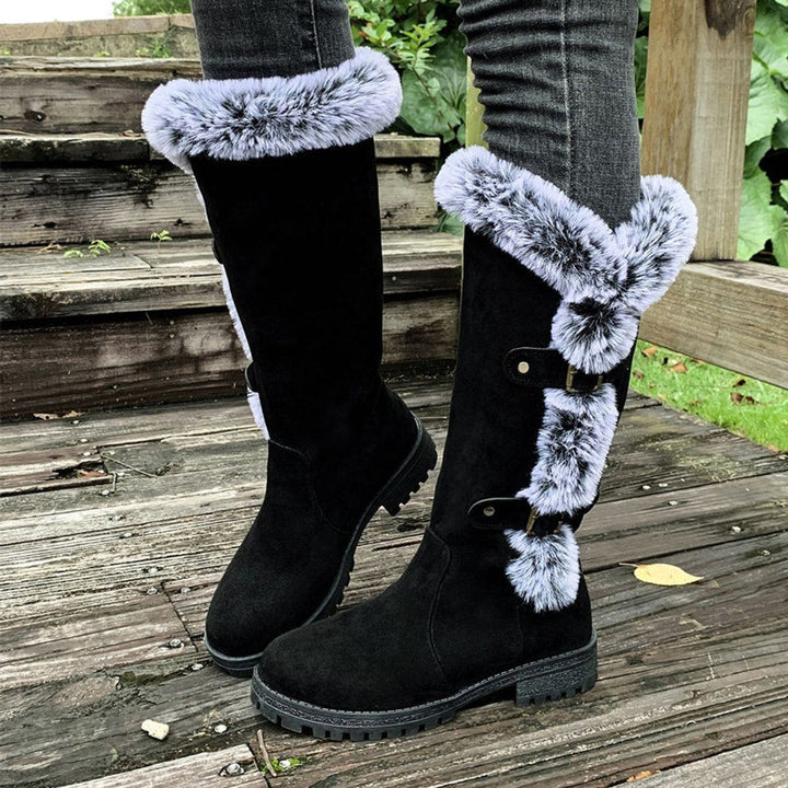 Bottes Hautes à Boucles et Bordures Texturées Femme