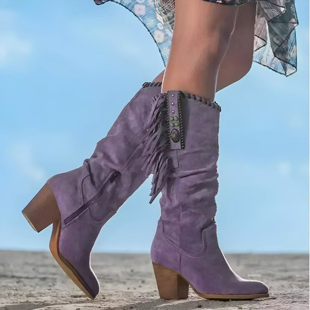 Bottes Western à Franges et Talon Bloc Femme