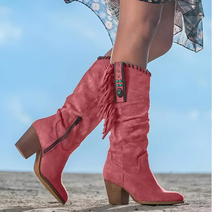Bottes Western à Franges et Talon Bloc Femme