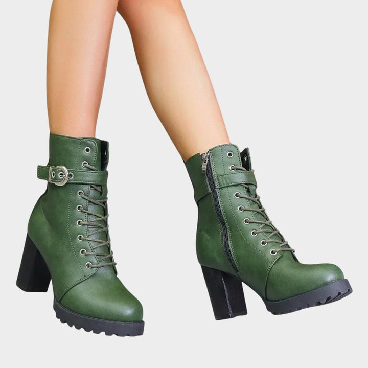 Bottines à Lacets, Boucle et Talon Bloc Femme