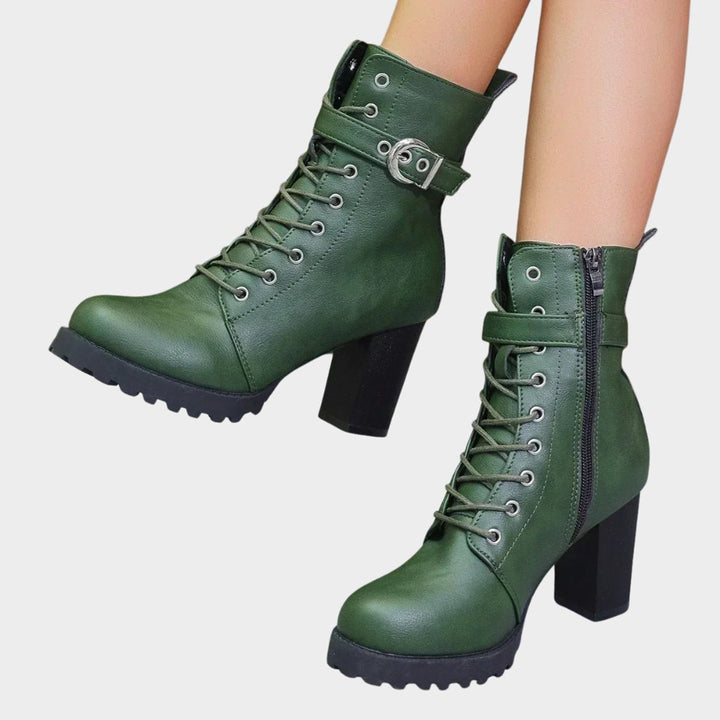 Bottines à Lacets, Boucle et Talon Bloc Femme