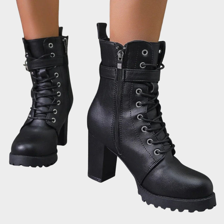 Bottines à Lacets, Boucle et Talon Bloc Femme