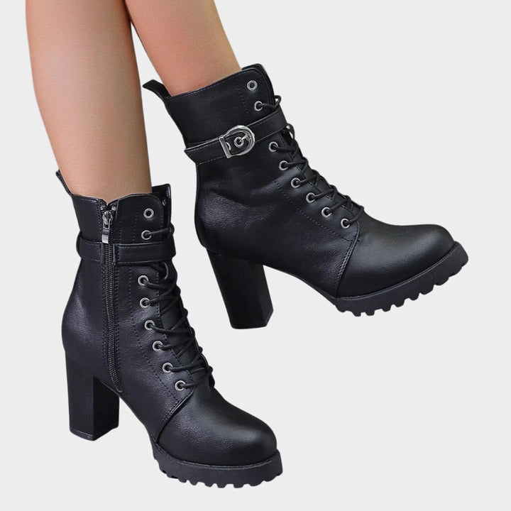 Bottines à Lacets, Boucle et Talon Bloc Femme