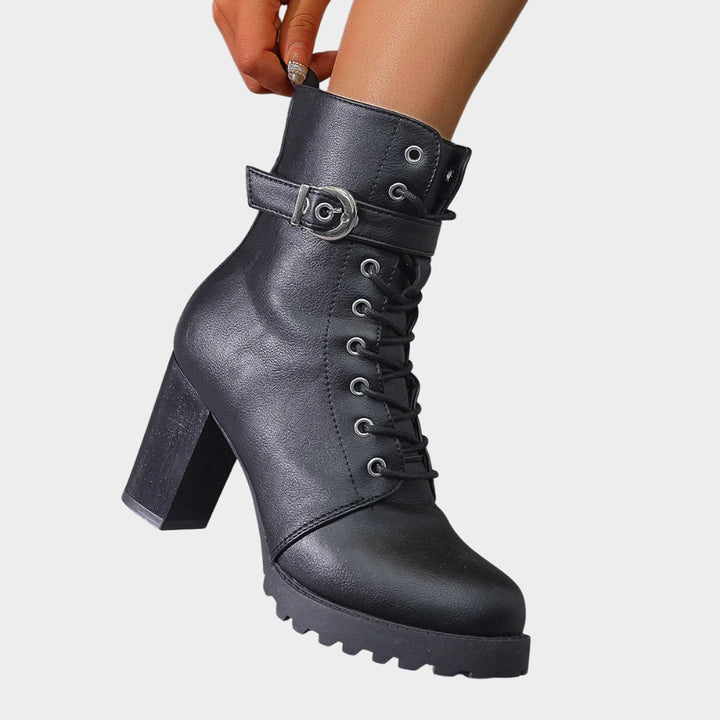 Bottines à Lacets, Boucle et Talon Bloc Femme
