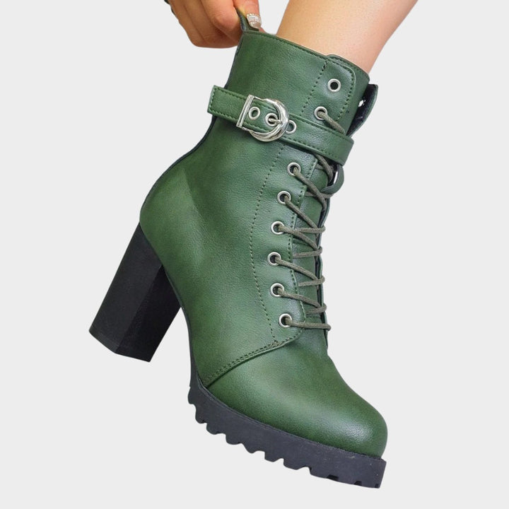 Bottines à Lacets, Boucle et Talon Bloc Femme