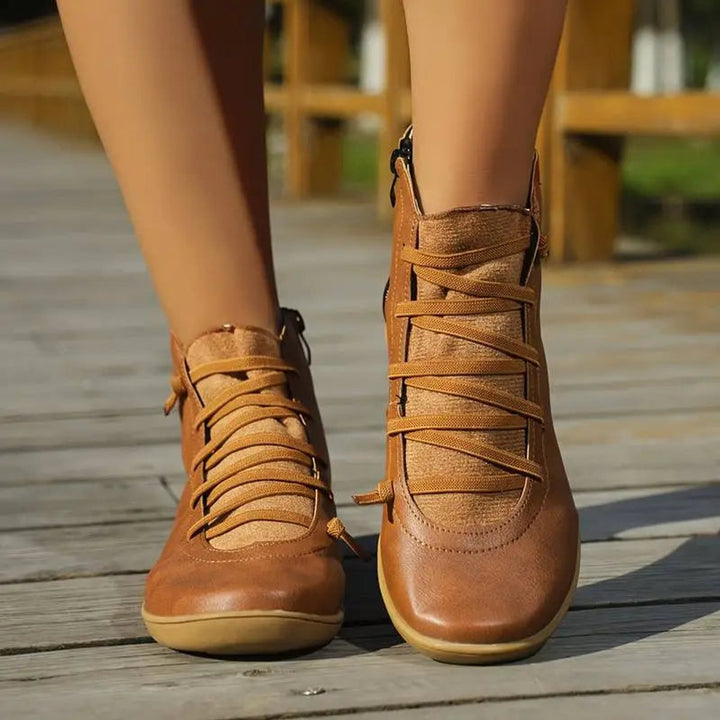 Bottines à Lacets et Zip Latéral Femme
