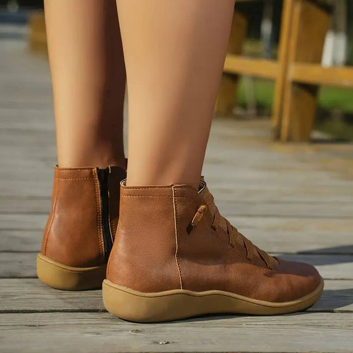 Bottines à Lacets et Zip Latéral Femme